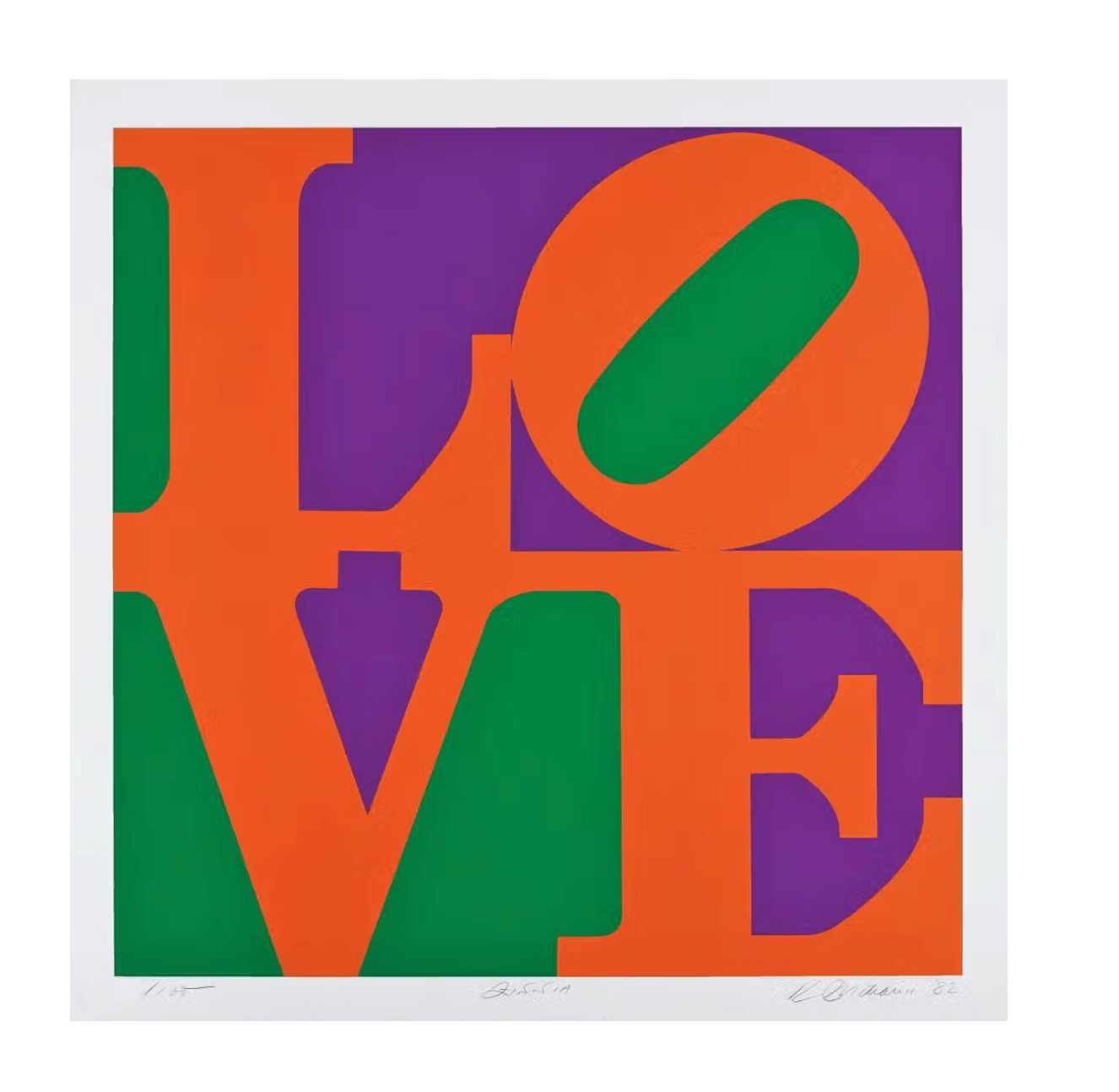 Robert Indiana-Zinnia (orange, green, purple)