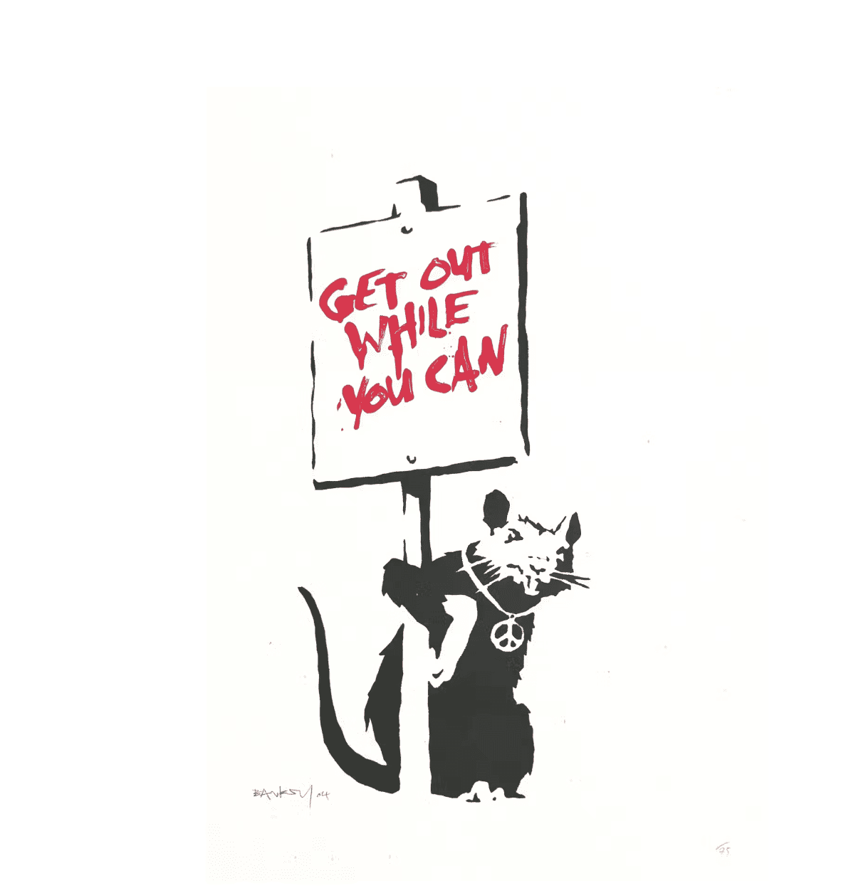 Banksy | Get Out While You Can (red)