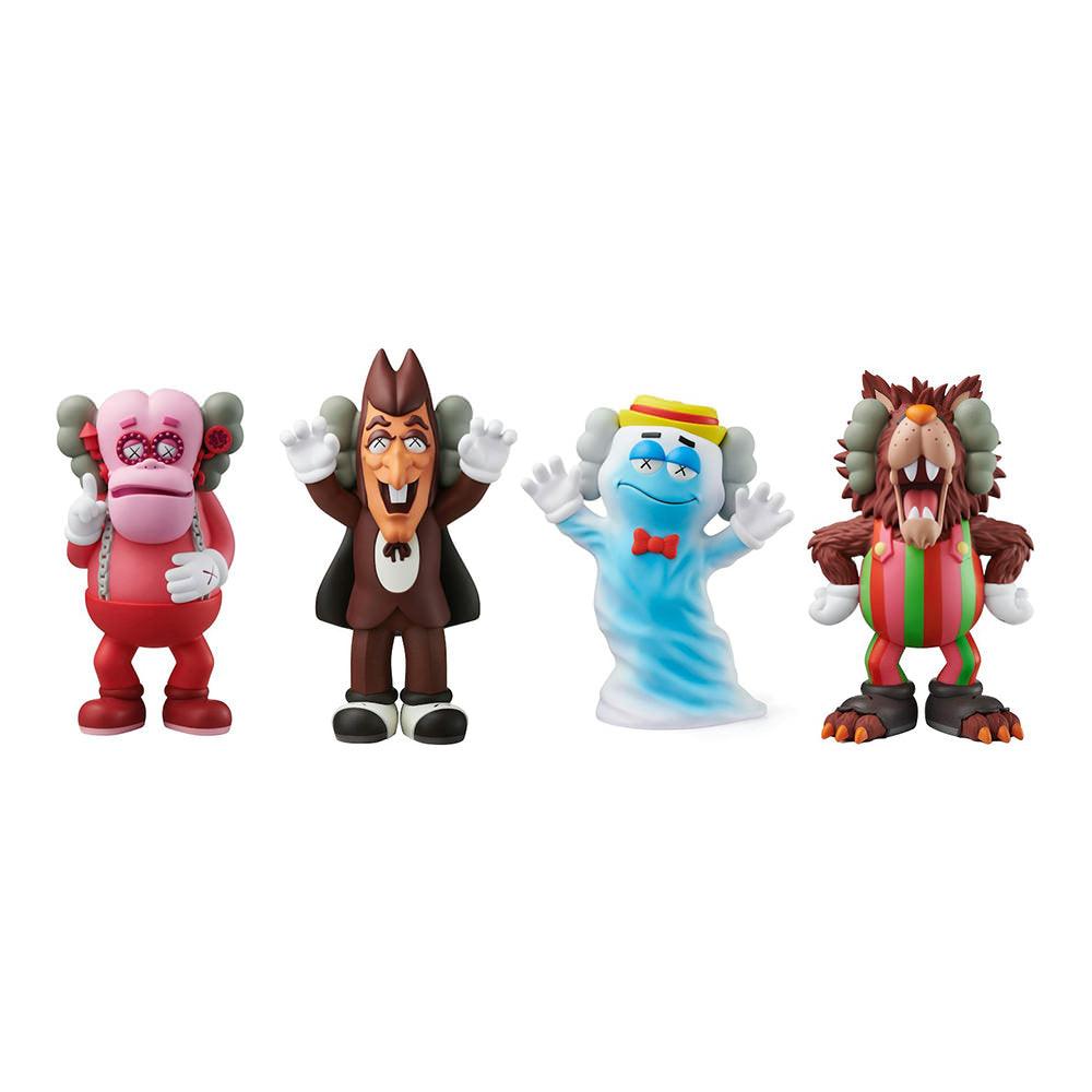 KAWS-Cereal Monsters Franken Berry, Count Chocula, Boo Berry, Frute Brute Set of 4, 2024