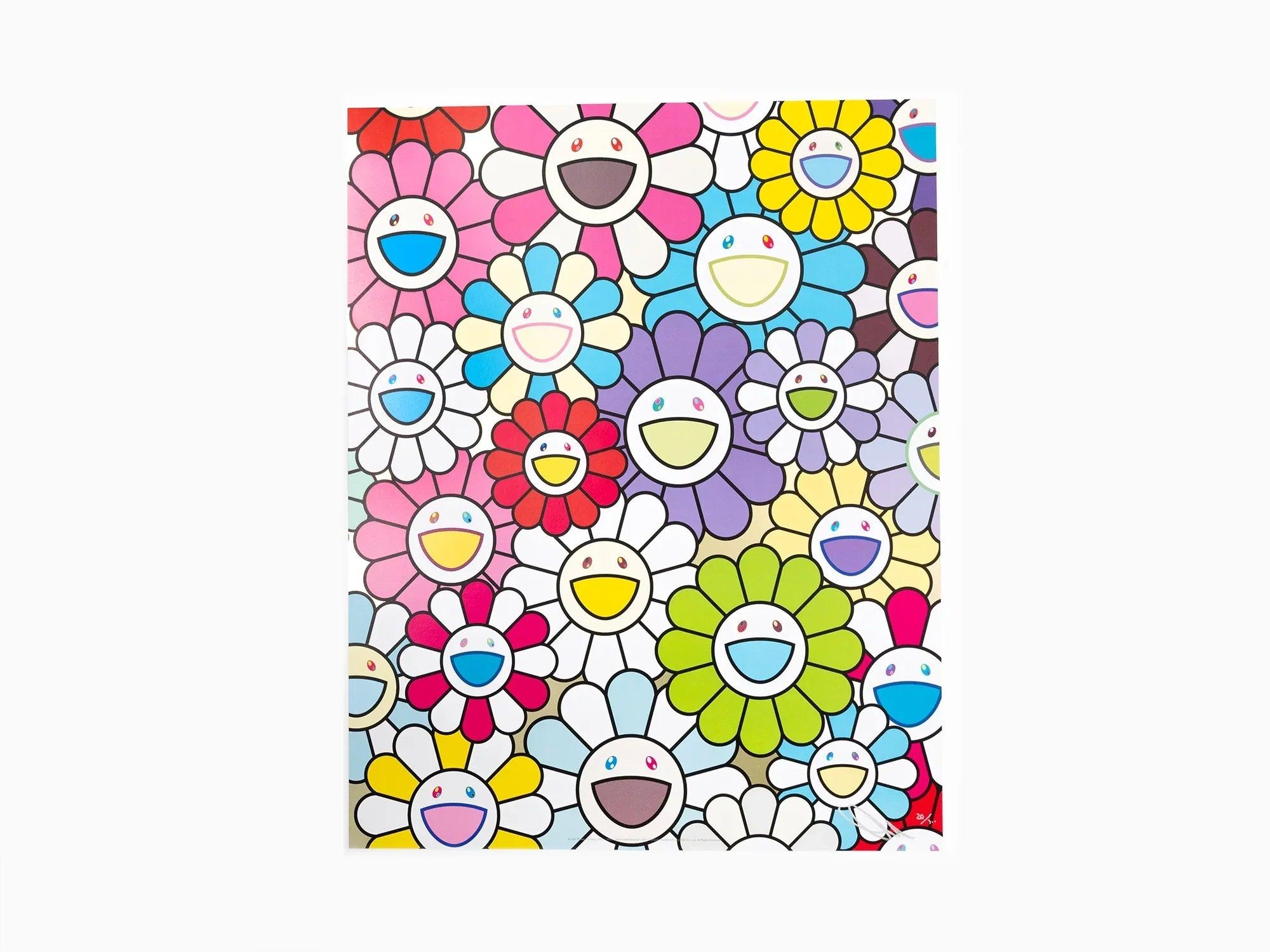 Takashi Murakami-A Little Flower Painting : Yellow, White and Purple Flowers